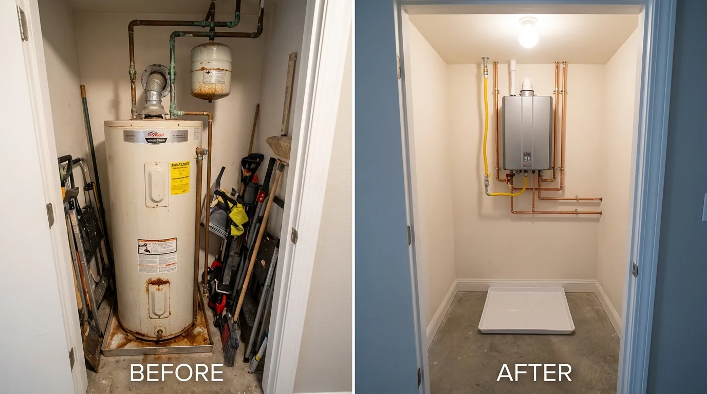 Tank water heater versus wall-mounted tankless unit comparison for Lagrange, OH homeowners